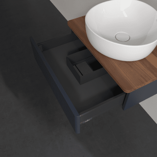 Bild von VILLEROY BOCH Antao Waschbeckenunterschrank, 1 Auszug, 600 x 190 x 500 mm, Front ohne Struktur, Midnight Blue Matt Lacquer / Warm Walnut #K07012HG