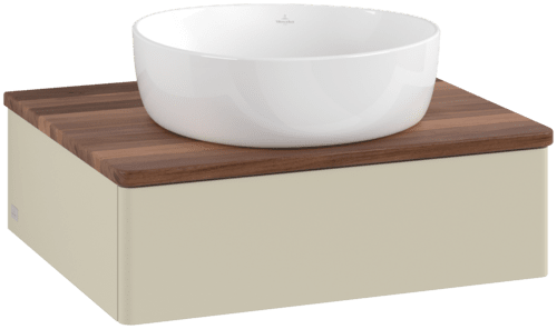 Obrázek VILLEROY BOCH Toaletní skříňka Antao, 1 zásuvka, 600 x 190 x 500 mm, přední strana bez konstrukce, hedvábně šedý matný lak / teplý ořech #K07012HJ