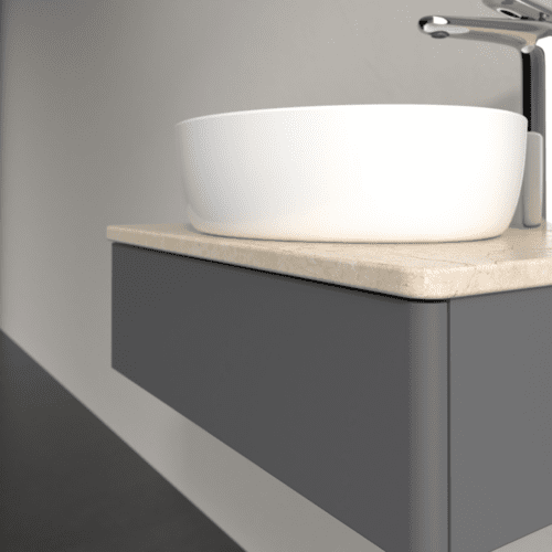 Bild von VILLEROY BOCH Antao Waschbeckenunterschrank, 1 Auszug, 600 x 190 x 500 mm, Front ohne Struktur, Anthracite Matt Lacquer / Botticino #K07053GK