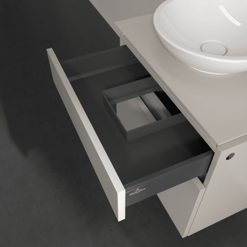 Bild von VILLEROY BOCH Legato Waschbeckenunterschrank, mit Beleuchtung, 2 Auszüge, 600 x 550 x 500 mm, Soft Grey / Soft Grey #B568L0VK