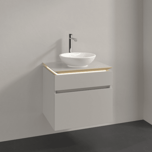 Bild von VILLEROY BOCH Legato Waschbeckenunterschrank, mit Beleuchtung, 2 Auszüge, 600 x 550 x 500 mm, Soft Grey / Soft Grey #B568L0VK