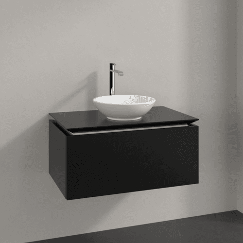 Bild von VILLEROY BOCH Legato Waschbeckenunterschrank, 1 Auszug, 800 x 380 x 500 mm, Black Matt Lacquer / Black Matt Lacquer #B56900PD