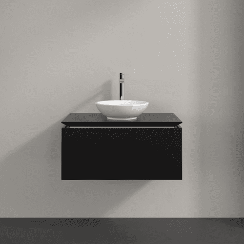 Bild von VILLEROY BOCH Legato Waschbeckenunterschrank, 1 Auszug, 800 x 380 x 500 mm, Black Matt Lacquer / Black Matt Lacquer #B56900PD