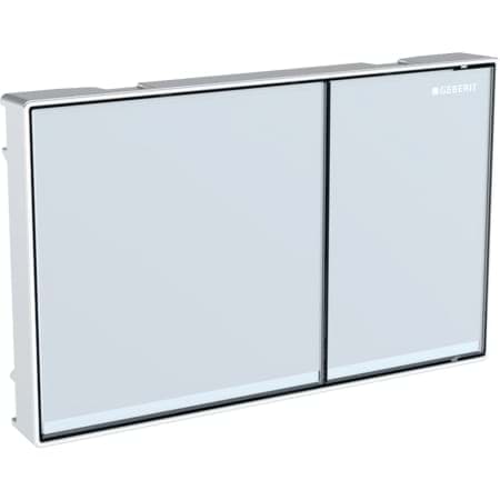 Picture of GEBERIT Sigma60 flush plate for dual flush, surface-even Plate: sand grey Design stripes: mirrored Frame: gloss chrome-plated #115.640.JL.1