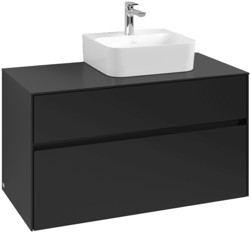 Obrázek VILLEROY BOCH Collaro toaletní skříňka, s osvětlením, 2 výsuvy, 1000 x 548 x 500 mm, Volcano Black / Volcano Black #C096B0VL
