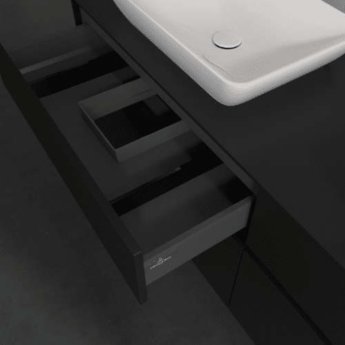 Bild von VILLEROY BOCH Collaro Waschbeckenunterschrank, mit Beleuchtung, 4 Auszüge, 1600 x 548 x 500 mm, Volcano Black / Volcano Black #C123B0VL
