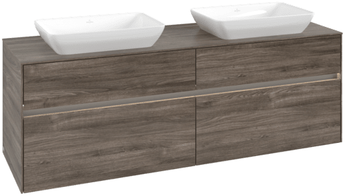 Зображення з  VILLEROY BOCH Collaro Vanity unit, with lighting, 4 pull-out compartments, 1600 x 548 x 500 mm, Stone Oak / Stone Oak #C123B0RK
