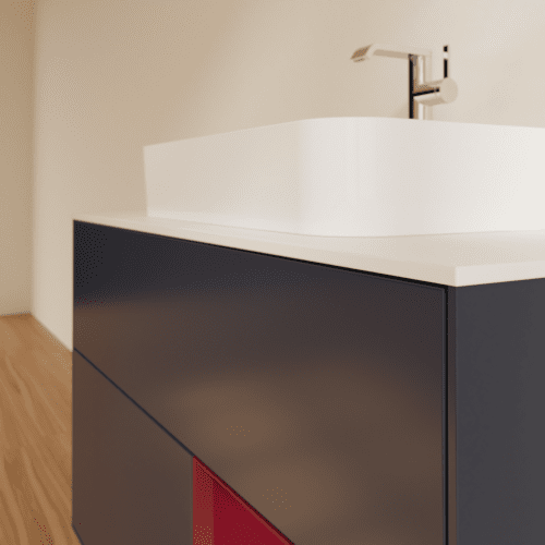 VILLEROY BOCH Finion Waschbeckenunterschrank, mit Beleuchtung, 2 Auszüge, 1000 x 603 x 501 mm, Midnight Blue Matt Lacquer / Peony Matt Lacquer / Glass White Matt #F371HBHG, Bild 6