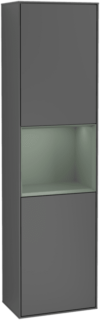Obrázek VILLEROY BOCH Vysoká skříňka Finion, s osvětlením, 2 dveře, 418 x 1516 x 270 mm, antracitový matný lak / olivový matný lak #F470GMGK