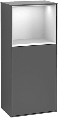 Bild von VILLEROY BOCH Finion Seitenschrank, mit Beleuchtung, 1 Tür, 418 x 936 x 270 mm, Glossy White Lacquer / Silk Grey Matt Lacquer #F510HJGF