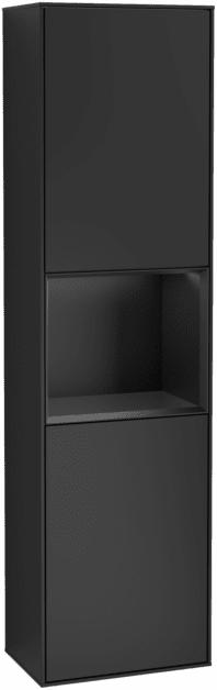 Obrázek VILLEROY BOCH Vysoká skříňka Finion, s osvětlením, 2 dveře, 418 x 1516 x 270 mm, černý matný lak / černý matný lak #F460PDPD