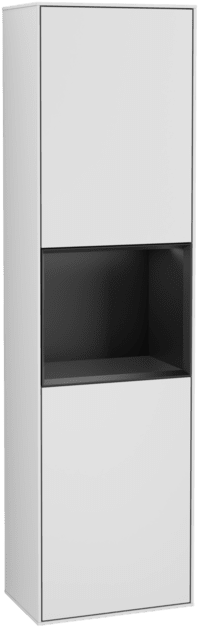 Bild von VILLEROY BOCH Finion Hochschrank, mit Beleuchtung, 2 Türen, 418 x 1516 x 270 mm, White Matt Lacquer / Black Matt Lacquer #F460PDMT
