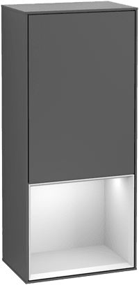 Bild von VILLEROY BOCH Finion Seitenschrank, mit Beleuchtung, 1 Tür, 418 x 936 x 270 mm, Silk Grey Matt Lacquer / Black Matt Lacquer #F550PDHJ