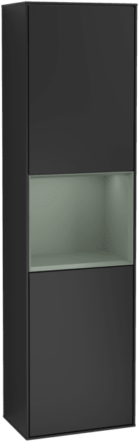 Obrázek VILLEROY BOCH Vysoká skříňka Finion, s osvětlením, 2 dveře, 418 x 1516 x 270 mm, černý matný lak / olivový matný lak #F470GMPD