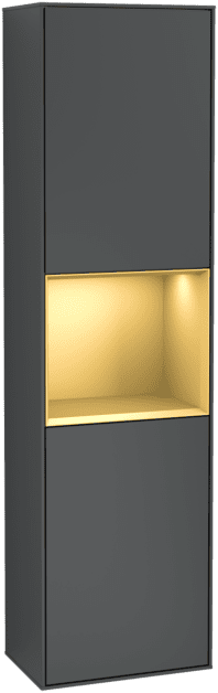 Obrázek VILLEROY BOCH Vysoká skříňka Finion, s osvětlením, 2 dveře, 418 x 1516 x 270 mm, Midnight Blue Matt Lacquer / Gold Matt Lacquer #F470HFHG