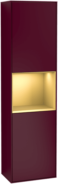 Obrázek VILLEROY BOCH Vysoká skříňka Finion, s osvětlením, 2 dveře, 418 x 1516 x 270 mm, matný lak Peony / matný lak Gold #F470HFHB