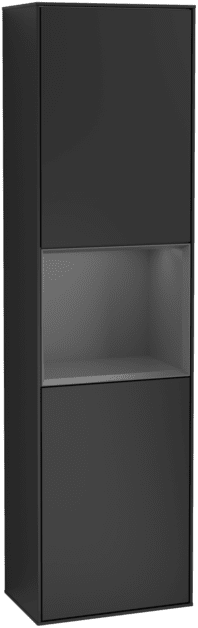 Obrázek VILLEROY BOCH Vysoká skříňka Finion, s osvětlením, 2 dveře, 418 x 1516 x 270 mm, černý matný lak / antracitový matný lak #F470GKPD
