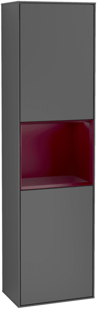 VILLEROY BOCH Finion Tall cabinet, with lighting, 2 doors, 418 x 1516 x 270 mm, Anthracite Matt Lacquer / Peony Matt Lacquer #F470HBGK resmi