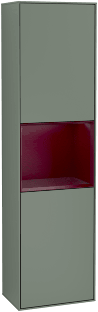 Bild von VILLEROY BOCH Finion Hochschrank, mit Beleuchtung, 2 Türen, 418 x 1516 x 270 mm, Olive Matt Lacquer / Peony Matt Lacquer #F470HBGM