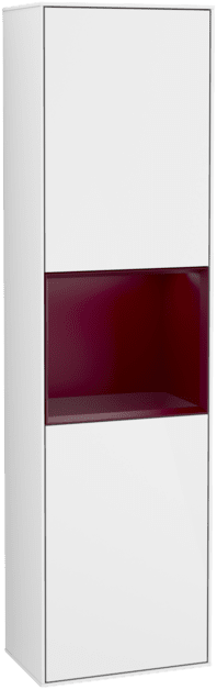 Bild von VILLEROY BOCH Finion Hochschrank, mit Beleuchtung, 2 Türen, 418 x 1516 x 270 mm, Glossy White Lacquer / Peony Matt Lacquer #F470HBGF
