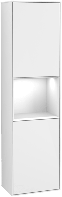 Bild von VILLEROY BOCH Finion Hochschrank, mit Beleuchtung, 2 Türen, 418 x 1516 x 270 mm, Glossy White Lacquer / Glossy White Lacquer #F460GFGF