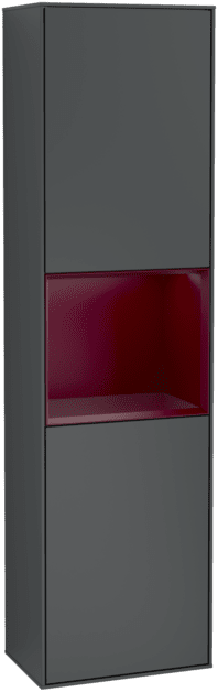 εικόνα του VILLEROY BOCH Finion Tall cabinet, with lighting, 2 doors, 418 x 1516 x 270 mm, Midnight Blue Matt Lacquer / Peony Matt Lacquer #F470HBHG