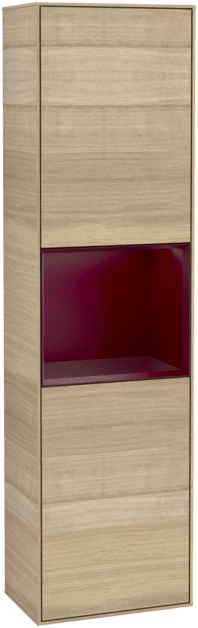VILLEROY BOCH Finion Tall cabinet, with lighting, 2 doors, 418 x 1516 x 270 mm, Oak Veneer / Peony Matt Lacquer #F470HBPC resmi