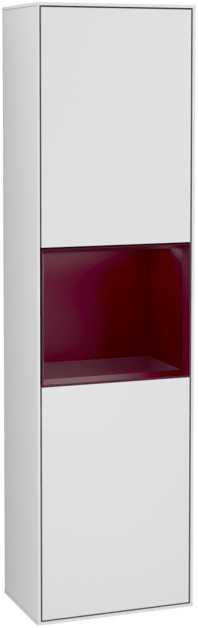 Bild von VILLEROY BOCH Finion Hochschrank, mit Beleuchtung, 2 Türen, 418 x 1516 x 270 mm, White Matt Lacquer / Peony Matt Lacquer #F470HBMT