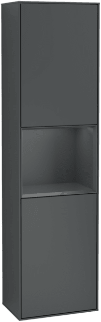 Picture of VILLEROY BOCH Finion Tall cabinet, with lighting, 2 doors, 418 x 1516 x 270 mm, Midnight Blue Matt Lacquer / Midnight Blue Matt Lacquer #F470HGHG