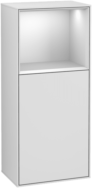 Picture of VILLEROY BOCH Finion Side cabinet, with lighting, 1 door, 418 x 936 x 270 mm, White Matt Lacquer / White Matt Lacquer #F510MTMT