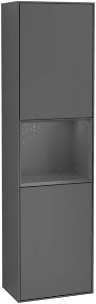 Obrázek VILLEROY BOCH Vysoká skříňka Finion, s osvětlením, 2 dveře, 418 x 1516 x 270 mm, antracitový matný lak / antracitový matný lak #F460GKGK