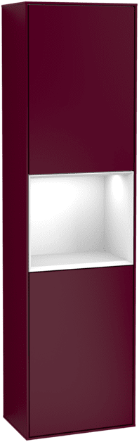 Bild von VILLEROY BOCH Finion Hochschrank, mit Beleuchtung, 2 Türen, 418 x 1516 x 270 mm, Peony Matt Lacquer / Glossy White Lacquer #F470GFHB