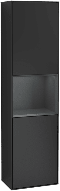 Obrázek VILLEROY BOCH Vysoká skříňka Finion, s osvětlením, 2 dveře, 418 x 1516 x 270 mm, černý matný lak / půlnoční modrý matný lak #F470HGPD