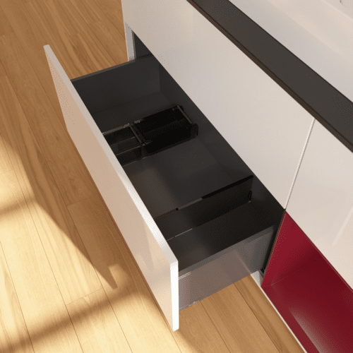 Bild von VILLEROY BOCH Finion Waschbeckenunterschrank, mit Beleuchtung, 3 Auszüge, 1200 x 603 x 501 mm, Glossy White Lacquer / Peony Matt Lacquer / Glass Black Matt #F422HBGF