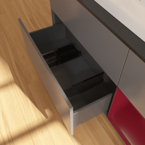 Bild von VILLEROY BOCH Finion Waschbeckenunterschrank, mit Beleuchtung, 3 Auszüge, 1200 x 603 x 501 mm, Anthracite Matt Lacquer / Peony Matt Lacquer / Glass Black Matt #F422HBGK