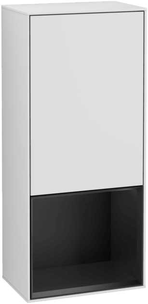 Bild von VILLEROY BOCH Finion Seitenschrank, mit Beleuchtung, 1 Tür, 418 x 936 x 270 mm, White Matt Lacquer / Black Matt Lacquer #F550PDMT