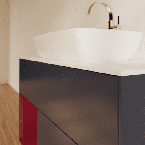 VILLEROY BOCH Finion Waschbeckenunterschrank, mit Beleuchtung, 2 Auszüge, 1000 x 603 x 501 mm, Midnight Blue Matt Lacquer / Peony Matt Lacquer / Glass White Matt #F771HBHG, Bild 6