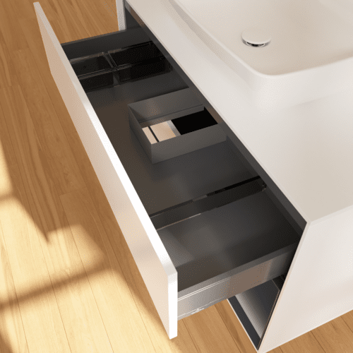 VILLEROY BOCH Finion Waschbeckenunterschrank, mit Beleuchtung, 2 Auszüge, 1000 x 603 x 501 mm, White Matt Lacquer / Midnight Blue Matt Lacquer / Glass White Matt #F781HGMT, Bild 8