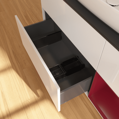 Bild von VILLEROY BOCH Finion Waschbeckenunterschrank, mit Beleuchtung, 3 Auszüge, 1200 x 603 x 501 mm, Glossy White Lacquer / Peony Matt Lacquer / Glass Black Matt #F832HBGF