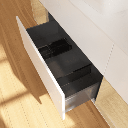 Bild von VILLEROY BOCH Finion Waschbeckenunterschrank, mit Beleuchtung, 4 Auszüge, 1600 x 603 x 501 mm, White Matt Lacquer / Oak Veneer / Glass White Matt #F861PCMT