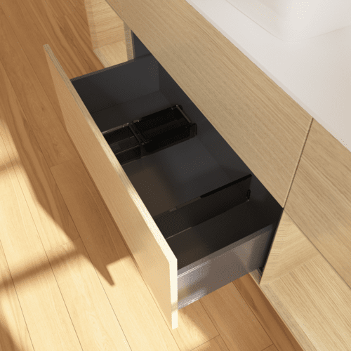 Bild von VILLEROY BOCH Finion Waschbeckenunterschrank, mit Beleuchtung, 4 Auszüge, 1600 x 603 x 501 mm, Oak Veneer / Oak Veneer / Glass White Matt #F861PCPC