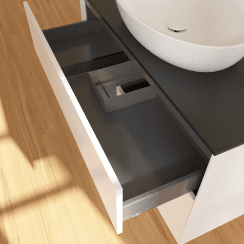 Bild von VILLEROY BOCH Finion Waschbeckenunterschrank, mit Beleuchtung, 2 Auszüge, 1000 x 603 x 501 mm, White Matt Lacquer / Anthracite Matt Lacquer / Glass Black Matt #F892GKMT