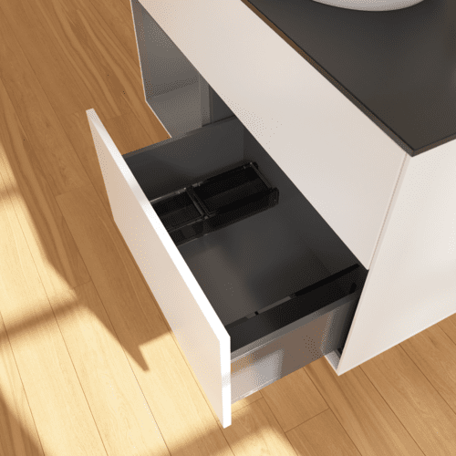Bild von VILLEROY BOCH Finion Waschbeckenunterschrank, mit Beleuchtung, 2 Auszüge, 1000 x 603 x 501 mm, White Matt Lacquer / Anthracite Matt Lacquer / Glass Black Matt #F892GKMT
