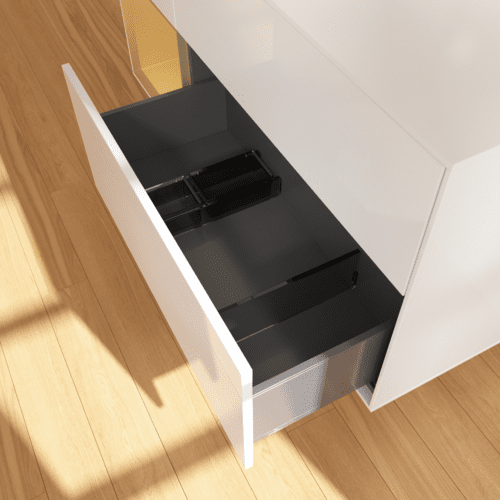 Bild von VILLEROY BOCH Finion Waschbeckenunterschrank, mit Beleuchtung, 3 Auszüge, 1200 x 603 x 501 mm, Glossy White Lacquer / Gold Matt Lacquer / Glass White Matt #F941HFGF