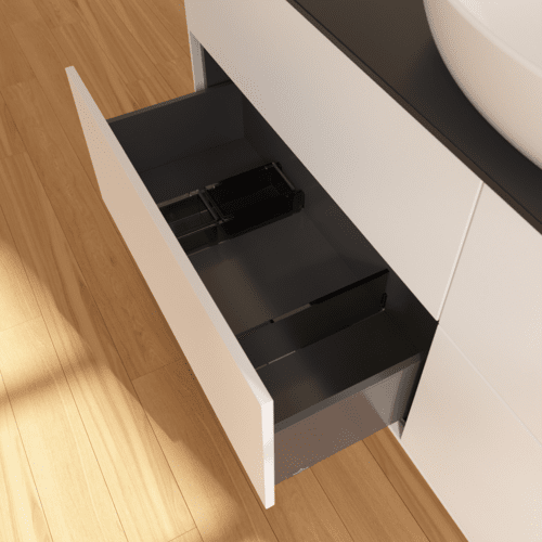 VILLEROY BOCH Finion Waschbeckenunterschrank, 4 Auszüge, 1600 x 603 x 501 mm, White Matt Lacquer / Glass Black Matt #F97200MT, Bild 6