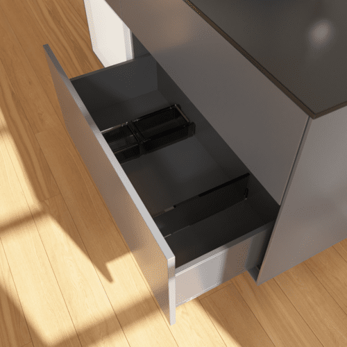 Bild von VILLEROY BOCH Finion Waschbeckenunterschrank, mit Beleuchtung, 3 Auszüge, 1200 x 603 x 501 mm, Anthracite Matt Lacquer / White Matt Lacquer / Glass Black Matt #F942MTGK