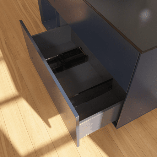 Bild von VILLEROY BOCH Finion Waschbeckenunterschrank, mit Beleuchtung, 3 Auszüge, 1200 x 603 x 501 mm, Midnight Blue Matt Lacquer / Midnight Blue Matt Lacquer / Glass Black Matt #F942HGHG