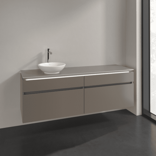 Bild von VILLEROY BOCH Legato Waschbeckenunterschrank, mit Beleuchtung, 4 Auszüge, 1600 x 550 x 500 mm, Truffle Grey / Truffle Grey #B596L0VG