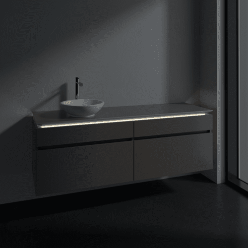 Bild von VILLEROY BOCH Legato Waschbeckenunterschrank, mit Beleuchtung, 4 Auszüge, 1600 x 550 x 500 mm, Truffle Grey / Truffle Grey #B596L0VG