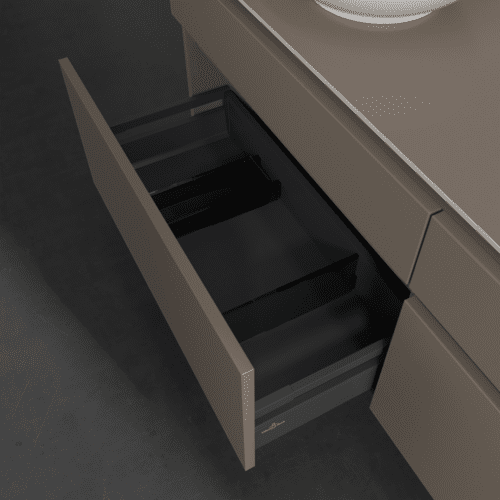 Bild von VILLEROY BOCH Legato Waschbeckenunterschrank, mit Beleuchtung, 4 Auszüge, 1600 x 550 x 500 mm, Truffle Grey / Truffle Grey #B596L0VG